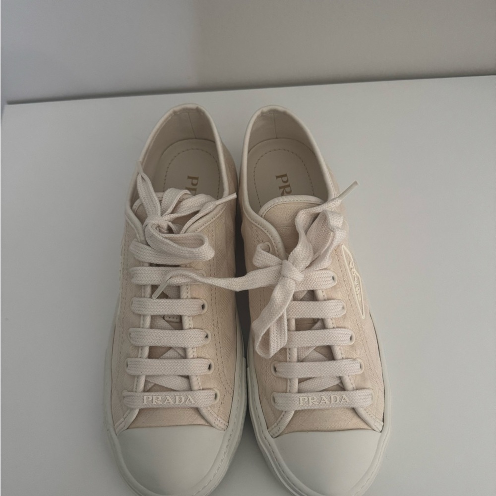 Prada Beige Canvas Sneakers size 40 - Picture 4 of 13